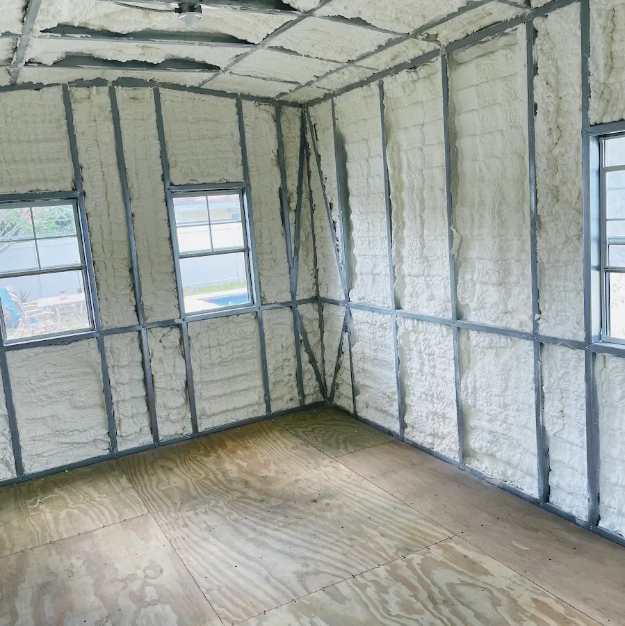 Closed-cell spray foam insulation applied to wall cavities in a residential project in Inver Grove Heights